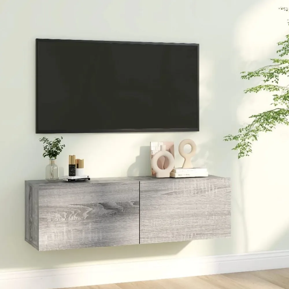 Tv-Meubels*vidaXL Tv-wandmeubel 100x30x30 cm bewerkt hout eikenkleur Grijs sonoma