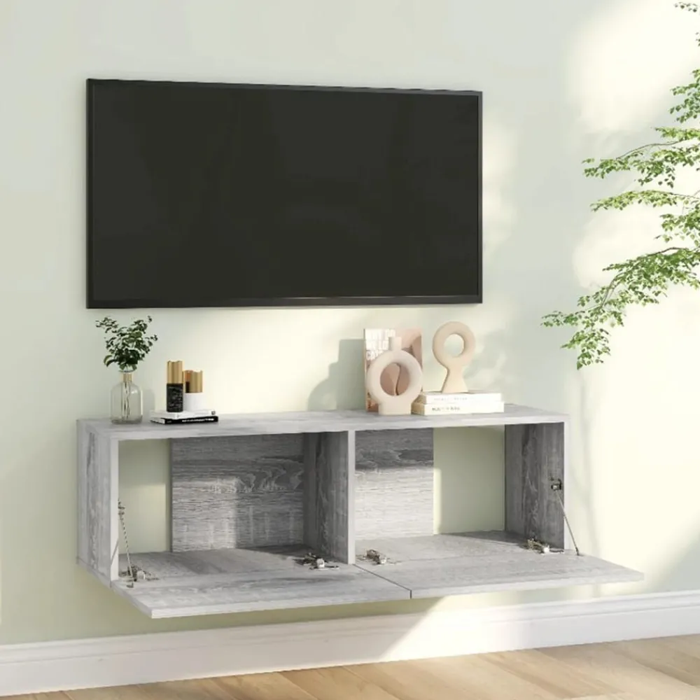 Tv-Meubels*vidaXL Tv-wandmeubel 100x30x30 cm bewerkt hout eikenkleur Grijs sonoma