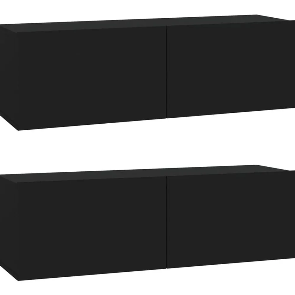 Tv-wandmeubels 2 st 100x30x30 cm bewerkt hout>vidaXL New