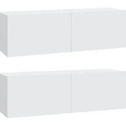 Tv-Meubels*vidaXL Tv-wandmeubels 2 st 100x30x30 cm bewerkt hout Wit