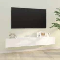 Tv-Meubels*vidaXL Tv-wandmeubels 2 st 100x30x30 cm bewerkt hout Wit