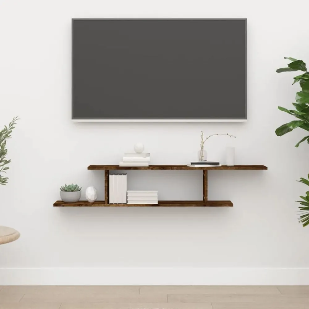 Boekenkasten & Wandplanken*vidaXL Tv-wandschap 125x18x23 cm bewerkt hout kleurig Gerookt eiken