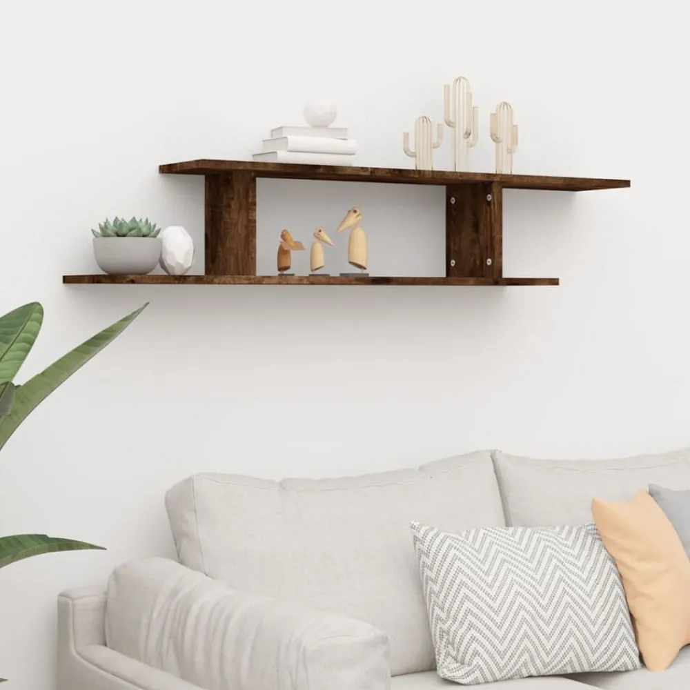 Boekenkasten & Wandplanken*vidaXL Tv-wandschap 125x18x23 cm bewerkt hout kleurig Gerookt eiken