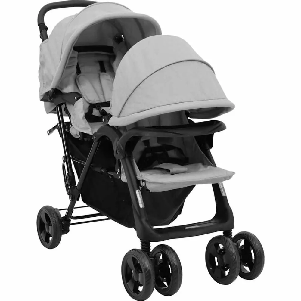 Tweelingkinderwagen tandem staal>vidaXL New
