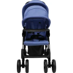 Onderweg*vidaXL Tweelingkinderwagen tandem staal Marineblauw