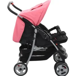 Tweelingkinderwagen staal en zwart>vidaXL