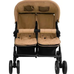 Onderweg*vidaXL Tweelingkinderwagen staal Taupe