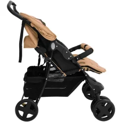 Onderweg*vidaXL Tweelingkinderwagen staal Taupe
