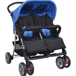 Onderweg*vidaXL Tweelingwagen staal rood en zwart Blauw