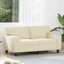 Tweezitsbank 120 cm kunstleer crèmekleurig>vidaXL Discount