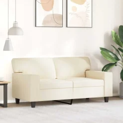 Tweezitsbank 120 cm kunstleer crèmekleurig><noscript><img width=