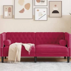 Tweezitsbank Chesterfield-stijl en bolsters fluweel>vidaXL Outlet
