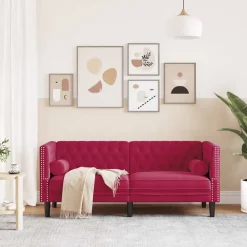 Tweezitsbank Chesterfield-stijl en bolsters fluweel><noscript><img width=