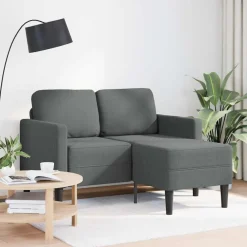 Banken*vidaXL Tweezitsbank met chaise longue L-vorm 125 cm stof Donkergrijs