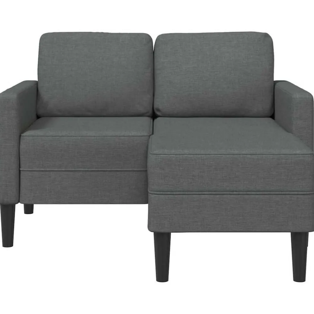 Banken*vidaXL Tweezitsbank met chaise longue L-vorm 125 cm stof Donkergrijs
