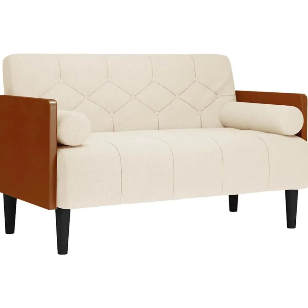 Tweezitsbank met kussen 110 cm linnen>vidaXL Discount