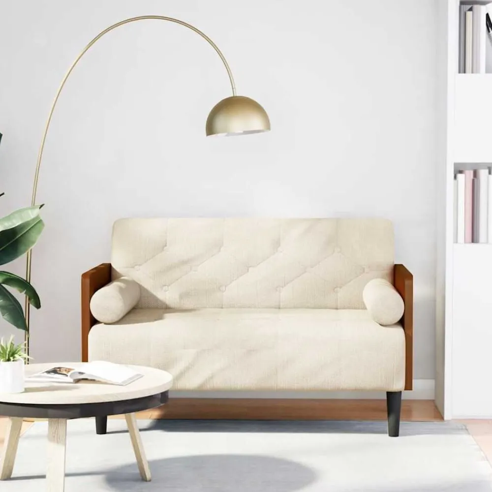 Tweezitsbank met kussen 110 cm linnen>vidaXL Discount