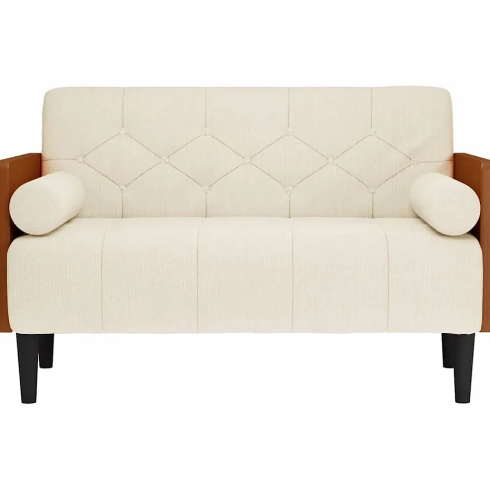 Tweezitsbank met kussen 110 cm linnen>vidaXL Discount