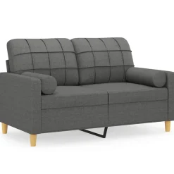 Banken*vidaXL Tweezitsbank met sierkussens 120 cm stof Donkergrijs