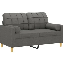 Banken*vidaXL Tweezitsbank met sierkussens 120 cm stof Donkergrijs