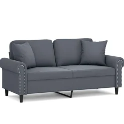 Banken*vidaXL Tweezitsbank met sierkussens 140 cm fluweel Donkergrijs