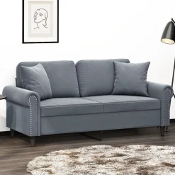 Banken*vidaXL Tweezitsbank met sierkussens 140 cm fluweel Donkergrijs