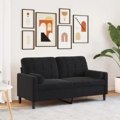 Banken*vidaXL Tweezitsbank met sierkussens 140 cm fluweel Zwart