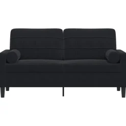 Banken*vidaXL Tweezitsbank met sierkussens 140 cm fluweel Zwart