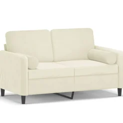 Banken*vidaXL Tweezitsbank met sierkussens 120 cm fluweel crèmekleurig Crème