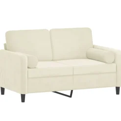 Banken*vidaXL Tweezitsbank met sierkussens 120 cm fluweel crèmekleurig Crème