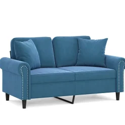 Banken*vidaXL Tweezitsbank met sierkussens 120 cm fluweel Blauw