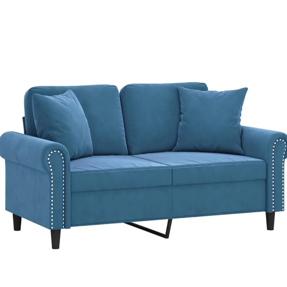 Banken*vidaXL Tweezitsbank met sierkussens 120 cm fluweel Blauw