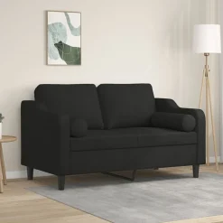 Banken*vidaXL Tweezitsbank met sierkussens 120 cm stof Zwart
