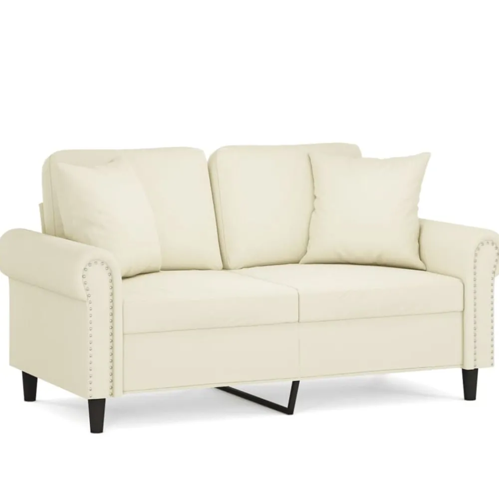 Tweezitsbank met sierkussens 120 cm fluweel crèmekleurig>vidaXL Sale