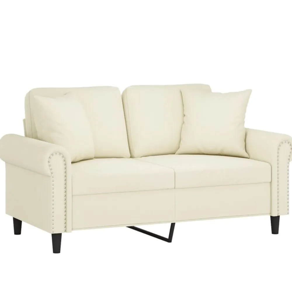 Tweezitsbank met sierkussens 120 cm fluweel crèmekleurig>vidaXL Sale