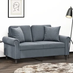 Banken*vidaXL Tweezitsbank met sierkussens 120 cm fluweel Donkergrijs