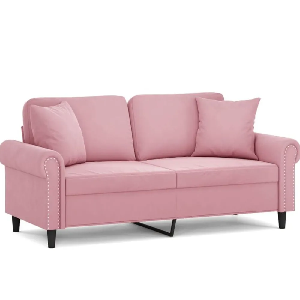 Banken*vidaXL Tweezitsbank met sierkussens 140 cm fluweel Roze