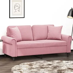 Banken*vidaXL Tweezitsbank met sierkussens 140 cm fluweel Roze