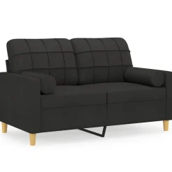 Banken*vidaXL Tweezitsbank met sierkussens 120 cm stof Zwart