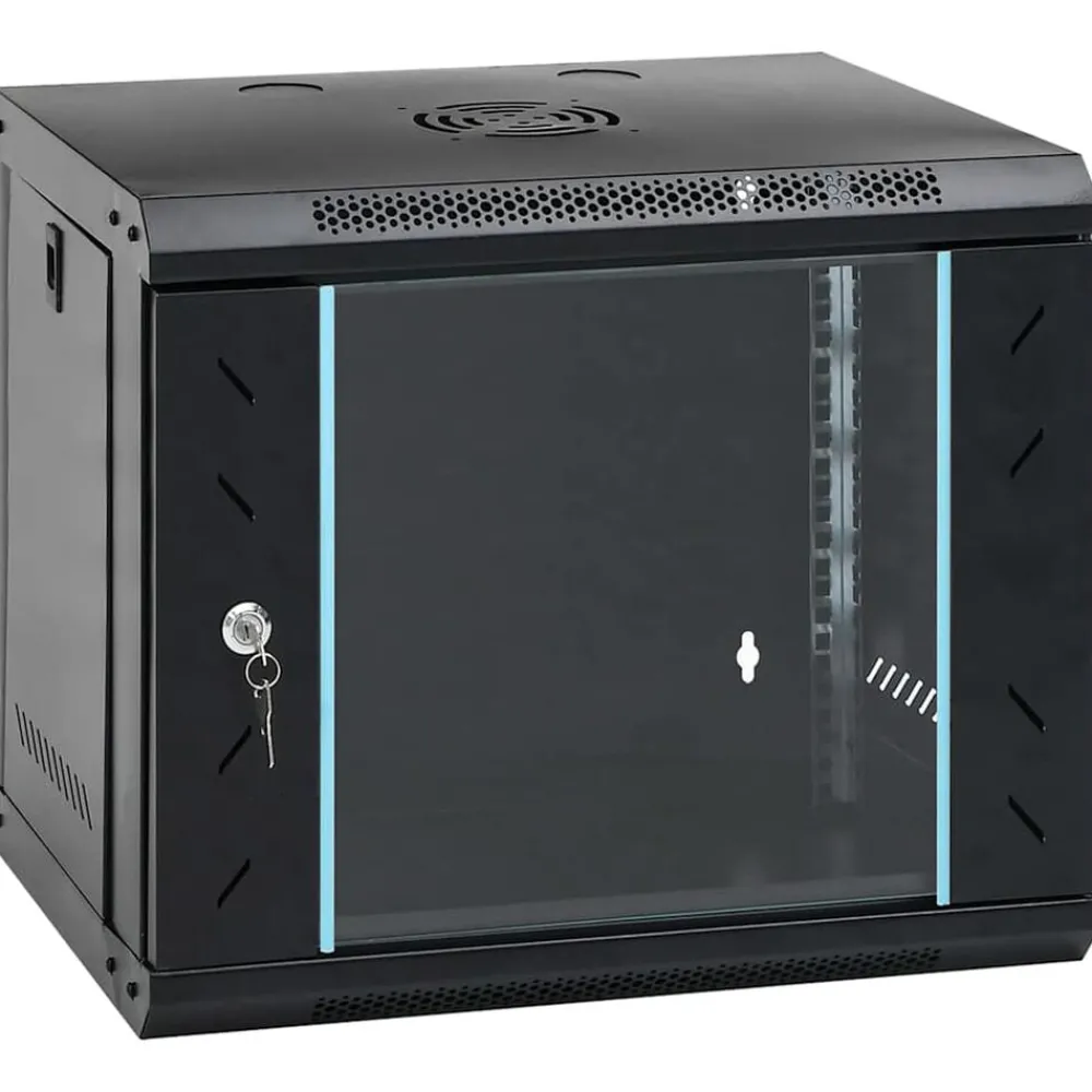 Elektronica*vidaXL 9U Wandgemonteerde Netwerkkast 19" IP20 53x40x45 cm Zwart