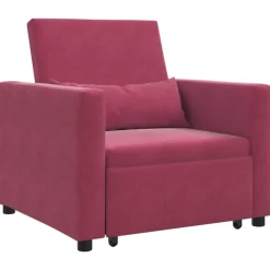 Stoelen*vidaXL Uittrekbaar slaapbank eenpersoons met wielen Fluweel Wijnrood