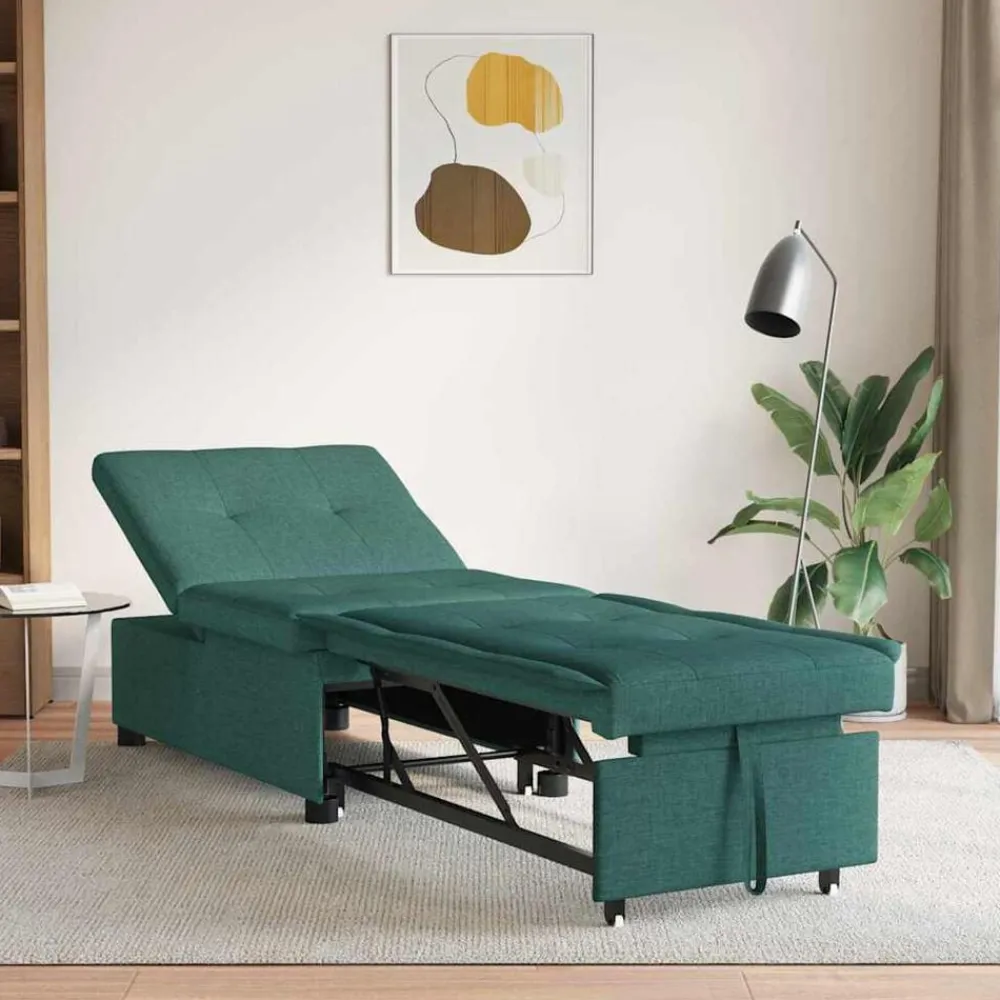 Banken*vidaXL Uittrekbare Slaapbank 194 x 50 x 82 cm Stof Donkergroen