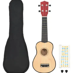Kunst & Entertainment*vidaXL Ukuleleset met tas voor kinderen sopraan 21'' lichthoutkleurig Lichtbruin