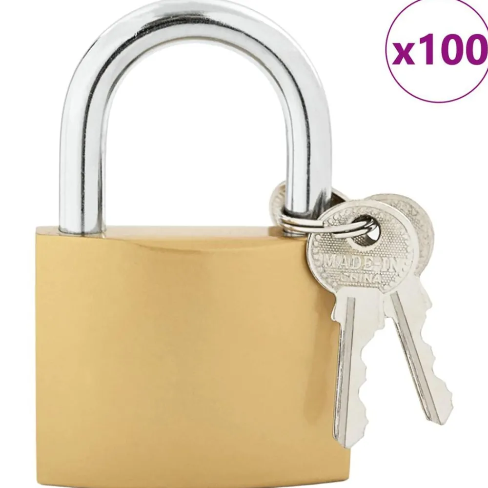 Sloten & Sleutels*vidaXL U-slot met sleutels 100 pcs Koper IJzer