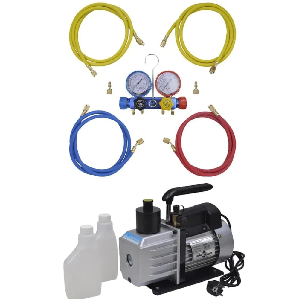 Vacuümpomp 50 L/min met 4-voudige manometerset>vidaXL Hot