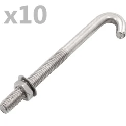 Tuinafscheidingen*vidaXL Verankerde J-bout met moer en sluitring 25 sets M8x100 mm
