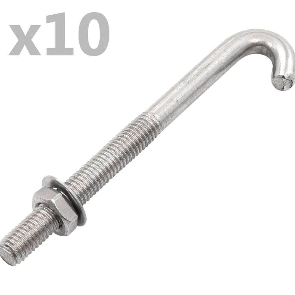Tuinafscheidingen*vidaXL Verankerde J-bout met moer en sluitring 25 sets M8x100 mm