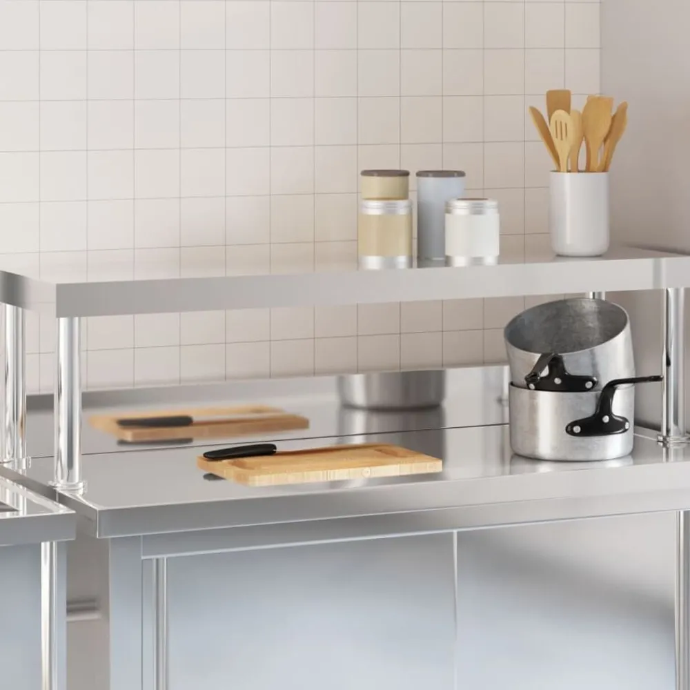 Catering & Horeca*vidaXL Verhoging voor werktafel 110x30x35 cm roestvrij staal