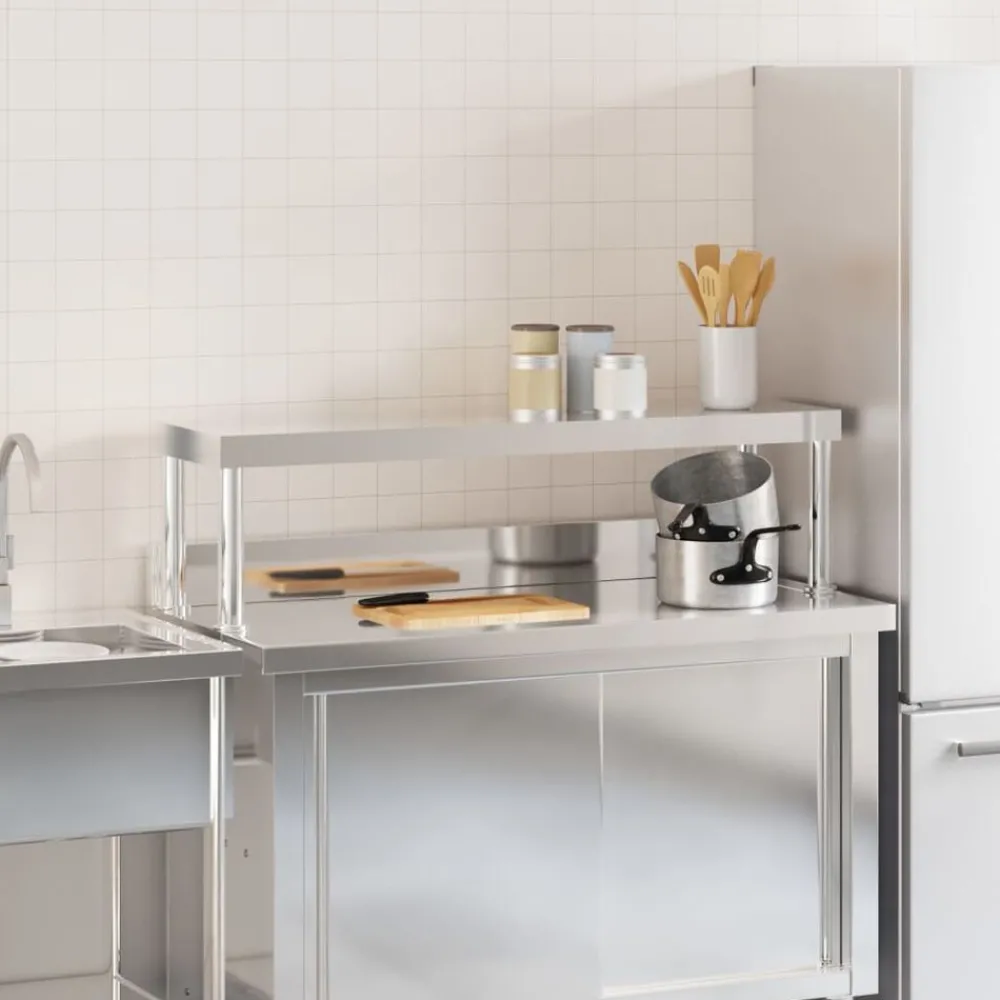 Catering & Horeca*vidaXL Verhoging voor werktafel 110x30x35 cm roestvrij staal