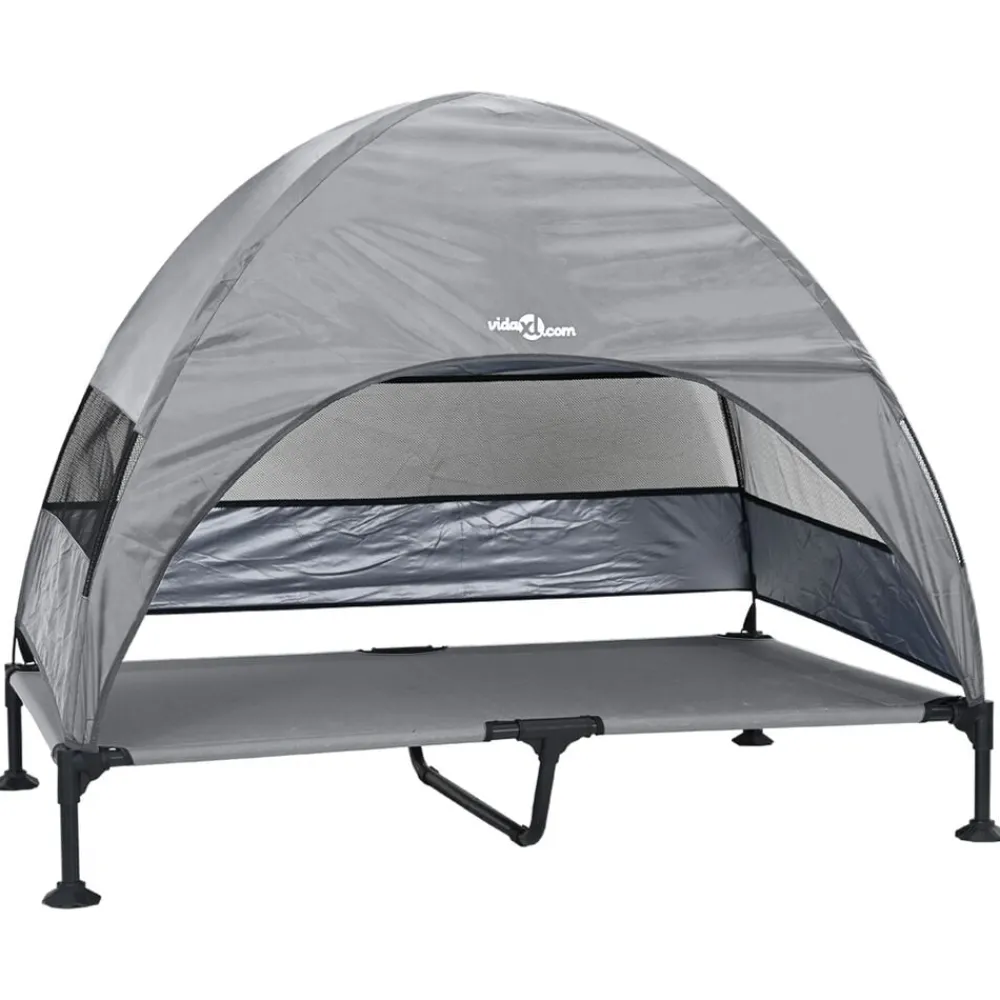 Huisdierbenodigdheden*vidaXL Verhoogd Hondenbed 127 x 81 x 108 cm Stof en Staal Lichtgrijs